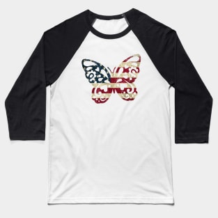 American Flag Butterfly Baseball T-Shirt